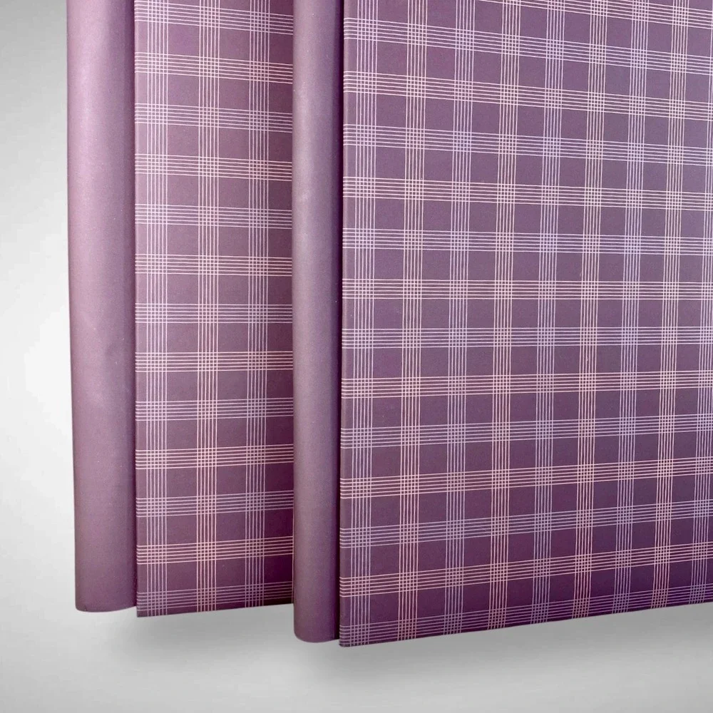 TWO Creative Memories 12x12 Scrapbook Albums Brown Plaid w/ Plum Undertone 2010s
